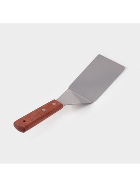 Лопатка кондитерская изогнутая, 30×7 см, нержавеющая сталь, деревянная ручка