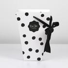 Коробка для цветов на лентах «Стильный горошек», 17 х 25 х 9 см - Фото 5
