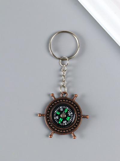 Брелок для ключей на кольце «Штурвал с компасом», металл, 3.5×3.5×0.7 см