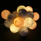 НИТЬ, 3.5 м, с насад "Хлопковый шарик 6 см", 20 LED, 3*АА (не в компл), розово-серая - Фото 1