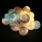 НИТЬ, 3.5 м, с насад "Хлопковый шарик 6 см", 20 LED, 3*АА (не в компл), серо-голубая - Фото 1