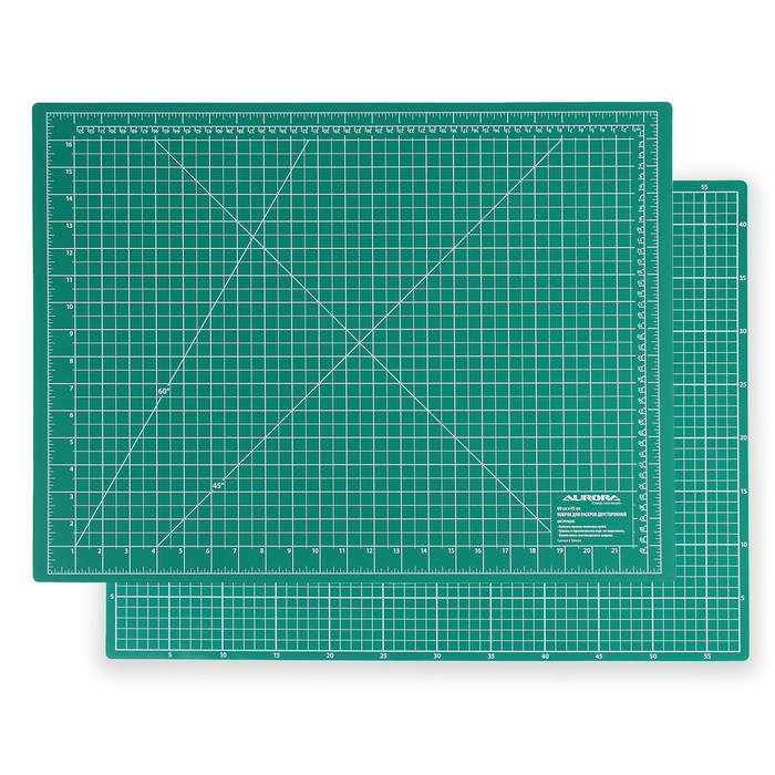 Мат для резки, двусторонний, 60 × 45 см, А2, цвет зелёный - Фото 1