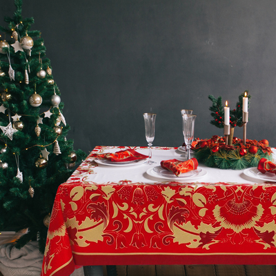 Набор столовый Этель" Сказочные узоры", скатерть 180 х 150 см, салфетки - 8 шт, 100% хл