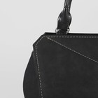 Сумка женская, замша, отдел на молнии, наружный карман, длинный ремень, лак чёрный - Фото 4