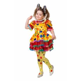 Карнавальный костюм «Хлопушка», сатин, платье, ободок, размер 30, рост 116 см