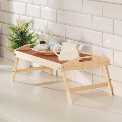 Столик для завтрака складной, 50×30 см, с ручками, светлый