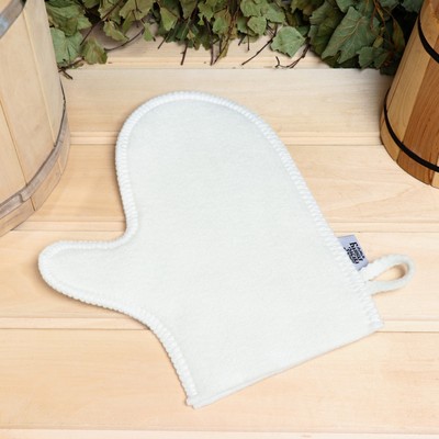 Набор для бани с принтом «Для любителей баньки», 3 предмета: шапка, коврик, рукавица, полиэфир, светлый, «Банная забава»