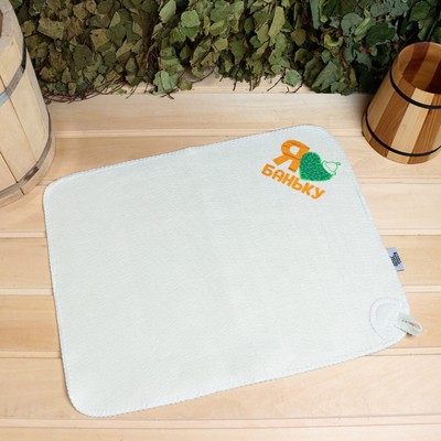 Набор для бани с принтом «Для любителей баньки», 3 предмета: шапка, коврик, рукавица, полиэфир, светлый, «Банная забава»