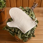 Набор для бани с принтом «Самому лучшему банщику», 3 предмета: шапка, коврик, рукавица, шерсть 30%, полиэфир 70%, светлый, «Банная забава» - Фото 18