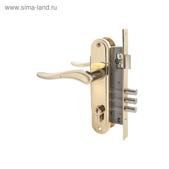 Замок врезной «АЛЛЮР» 102/3 GP, с ручкой, 4 ключа, латунь