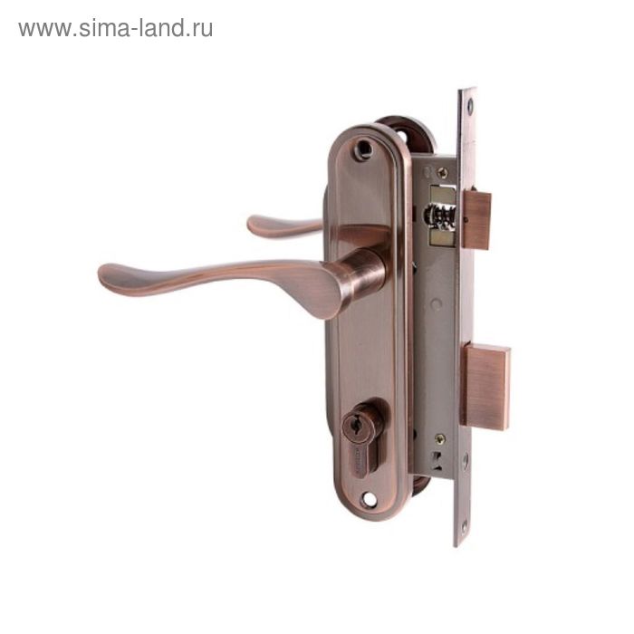 Замок врезной «АЛЛЮР» 127/1 АС, с ручкой, 4 ключа, цвет старая медь - Фото 1