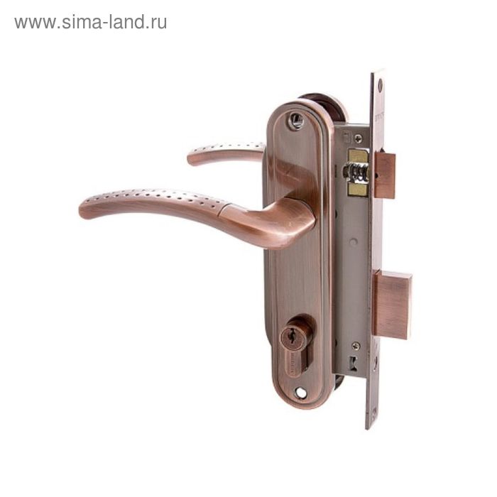 Замок врезной «АЛЛЮР» 132/1 АС, с ручкой, 4 ключа, цвет старая медь - Фото 1