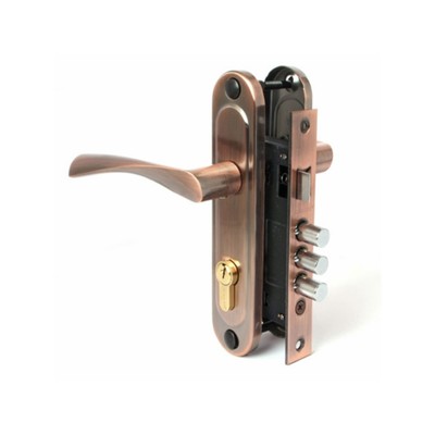 Замок врезной Apecs 1023/60-AC, с ручкой, цвет медь