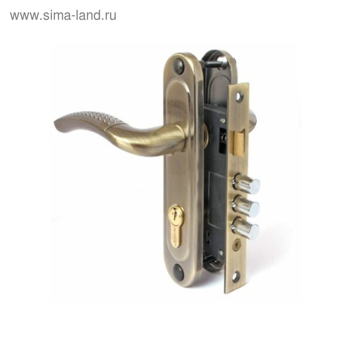 Замок врезной Apecs 1027/60-AB, с ручкой, цвет бронза - Фото 1