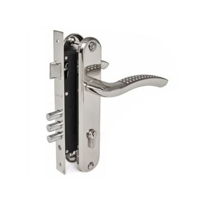 Замок врезной Apecs 2227/60-NI/NIS, с ручкой, цвет никель, сатин