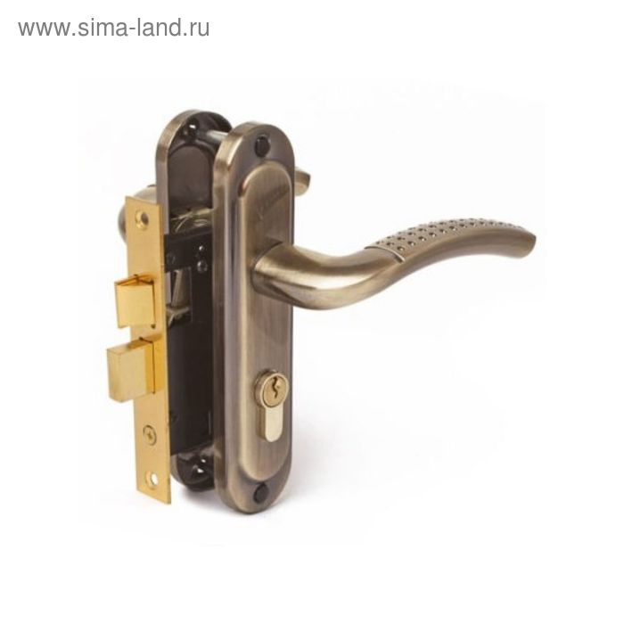 Замок врезной Avers 0827/60-AB, с ручкой, цвет бронза - Фото 1