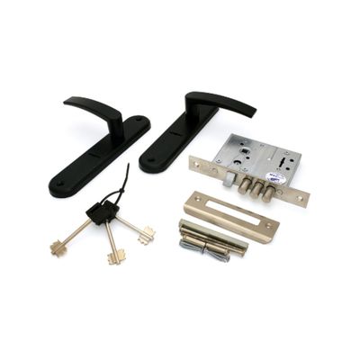 Замок врезной BORDER ЗВ 9-8/13, с ручкой, без ц/м, черный