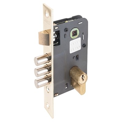 Замок врезной Apecs 1000/60-G, с ц/м, м/о 61.5 мм, б/ручки, цвет золото