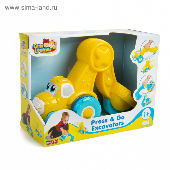 Машинка инерционная Hap-p-Kid Press & Go Excavators «Экскаватор», цвет желтый - Фото 1
