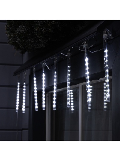 Гирлянда «Сосульки» 2.4×0.2 м, IP44, прозрачная нить, 96 LED, свечение белое с эффектом стекания, 12 В