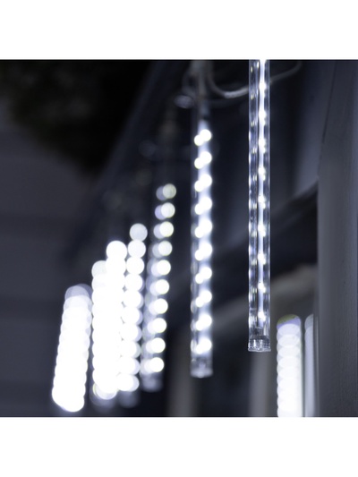 Гирлянда «Сосульки» 2.4×0.2 м, IP44, прозрачная нить, 96 LED, свечение белое с эффектом стекания, 12 В