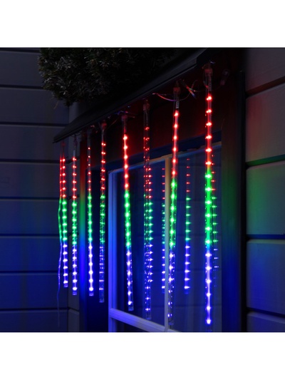 Гирлянда «Сосульки» 2.4×0.5 м, IP44, прозрачная нить, 96 LED, свечение мульти с эффектом стекания, 12 В