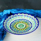 Тарелка Риштанская Керамика "Цветы",  22 см, синяя - фото 3708998