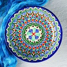 Тарелка узбекская Риштанская Керамика «Цветы», d=22 см, синяя - Фото 9