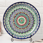 Ляган узбекский Риштанская керамика «Узоры», для плова, d=36 см, синий - Фото 2