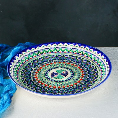 Ляган Риштанская Керамика «Узоры», 36 см, синий