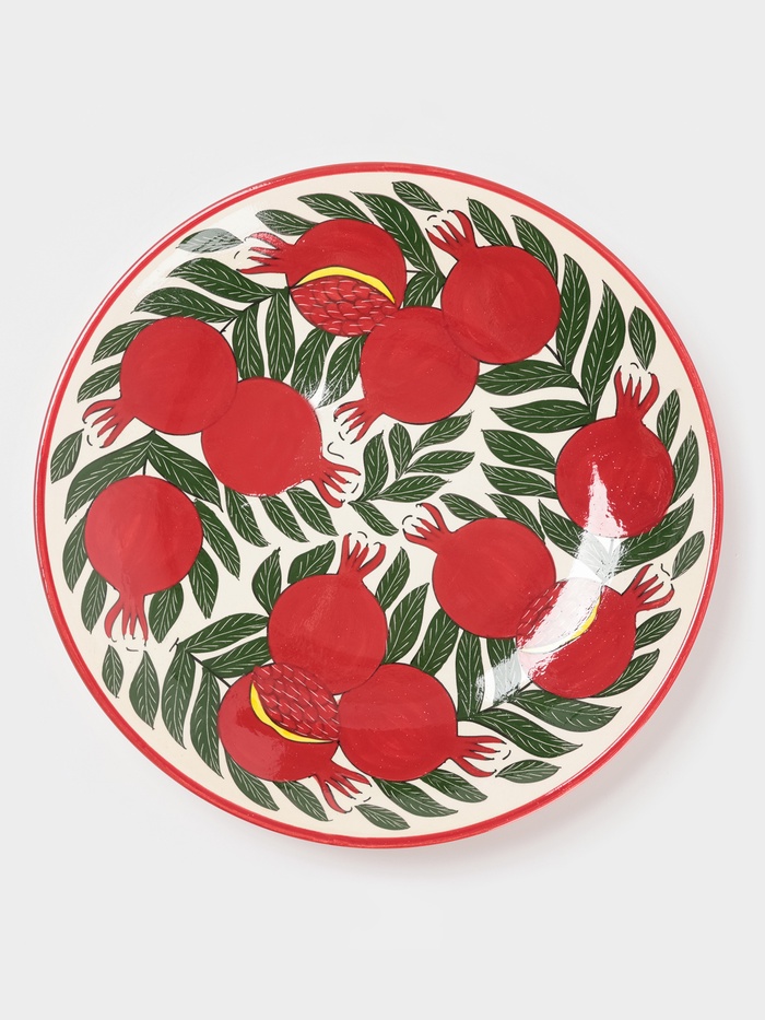 Ляган узбекский Риштанская Керамика «Гранаты», 42 см, красный - Фото 1