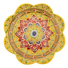 Ляган Риштанская Керамика "Цветы", 31 см, жёлтый микс, рифлённый - фото 4582985