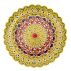 Ляган Риштанская Керамика "Цветы", 31 см, жёлтый микс, рифлённый - фото 4582987