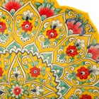 Ляган Риштанская Керамика "Цветы", 31 см, жёлтый микс, рифлённый - фото 4582990