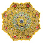 Ляган Риштанская Керамика "Цветы", 31 см, жёлтый микс, рифлённый - фото 4582995