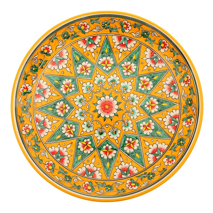 Ляган Риштанская Керамика "Цветы", 31 см, жёлтый - фото 1905440128