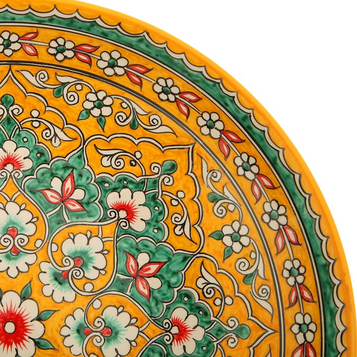 Ляган Риштанская Керамика "Цветы", 31 см, жёлтый - фото 1905440131