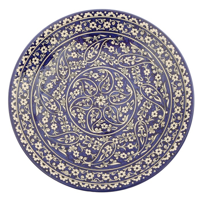 Ляган круглый Риштанская Керамика, 41см, кара калам, микс - фото 1905440141