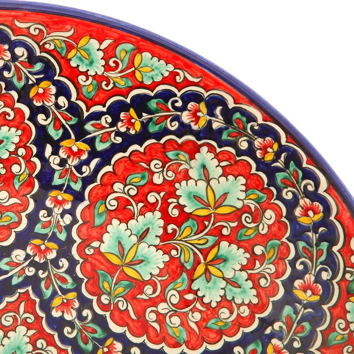 Ляган круглый Риштанская Керамика, 41см, кара калам, красный, микс - фото 1905440150