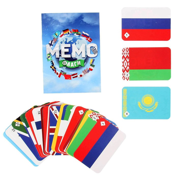 Настольная игра «Мемо. Флаги», 50 карточек + познавательная брошюра - фото 1909820256