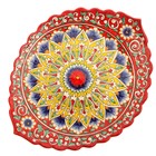 Ляган Риштанская Керамика "Цветы", 31 см, красный, рифлёный - фото 4583095