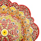 Ляган Риштанская Керамика "Цветы", 40 см, красный микс, рифлённый - Фото 6