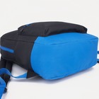 Рюкзак школьный из текстиля на молнии, наружный карман, «ЗФТС», цвет чёрный/синий - фото 9773835