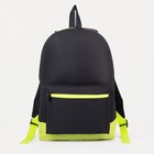 Рюкзак молодёжный из текстиля на молнии, наружный карман, цвет чёрный/зелёный - Фото 1