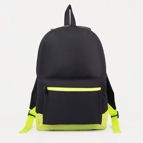Рюкзак молодёжный из текстиля на молнии, наружный карман, «ЗФТС», цвет чёрный/зелёный