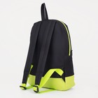 Рюкзак молодёжный из текстиля на молнии, наружный карман, цвет чёрный/зелёный - Фото 2