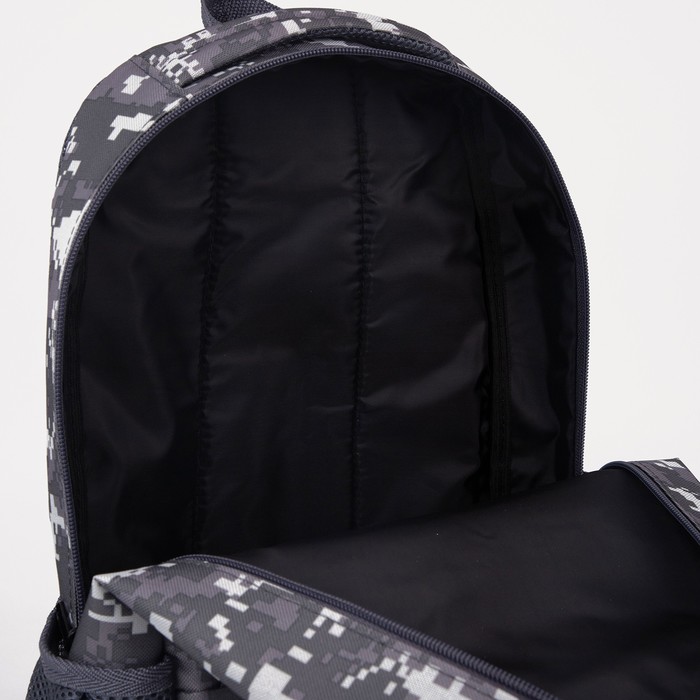 Рюкзак туристический, 16 л, отдел на молнии, 3 наружных кармана, цвет серый/камуфляж - фото 1911271837