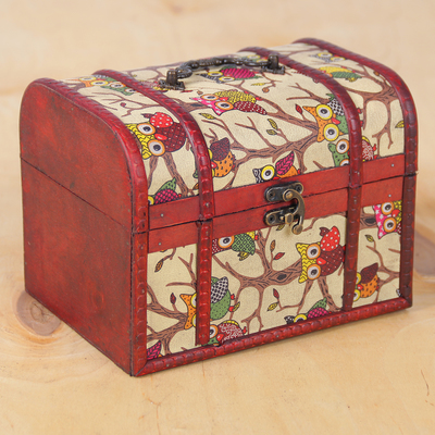 Шкатулка дерево сундучок "Совята" 15х20х15 см