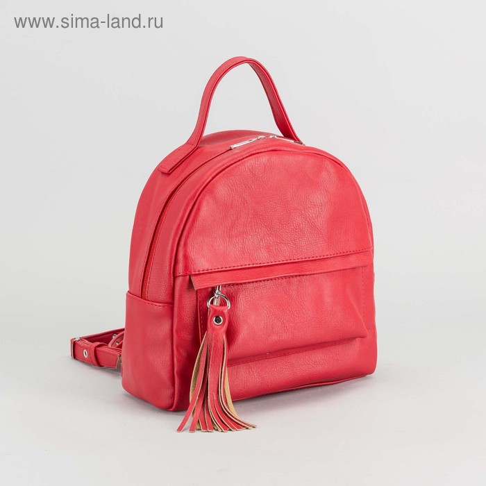 Сумка-рюкзак жен 11-40, 24*10*27, отдел на молнии, н/карман, красный - Фото 1