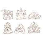 Витражи-мини "Принцесса, замок, карета, корона, туфельки, косметичка", 6 шт., размер: 7 × 4 см - Фото 1